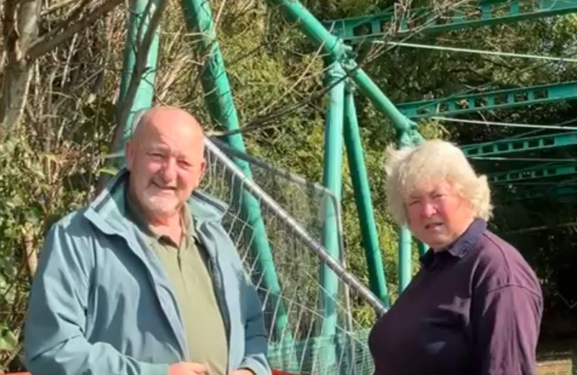 Monmouth MS, Peter Fox, and County Councillor, Jane Lucas, at the Inglis Bridge