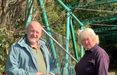 Monmouth MS, Peter Fox, and County Councillor, Jane Lucas, at the Inglis Bridge